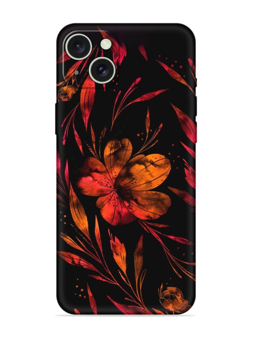 Red Flower Painting Embossed Soft Silicone Case for Apple Iphone 15 Plus Edge Zapvi