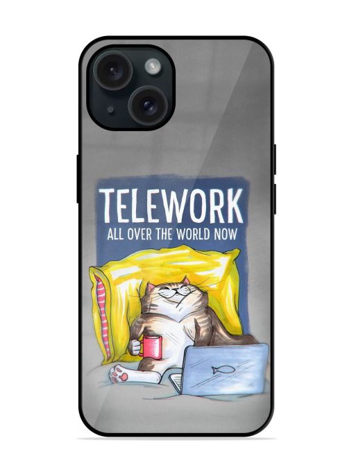 Telework All Over The World Now Catty Glossy Metal TPU Case Edge Zapvi