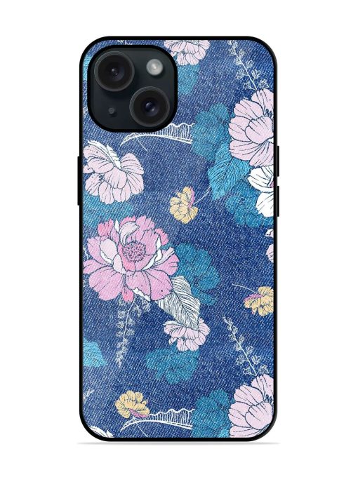 Denim Floral Background Glossy Metal TPU Case Edge Zapvi