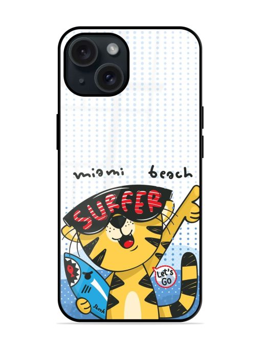 Cute Surfer Tiger Glossy Metal TPU Case Edge Zapvi