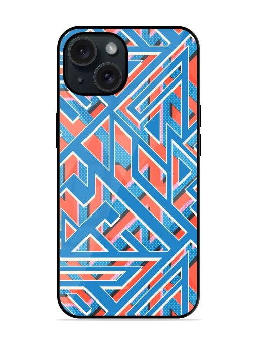 Retro Blue Geometri Glossy Metal TPU Case Edge Zapvi