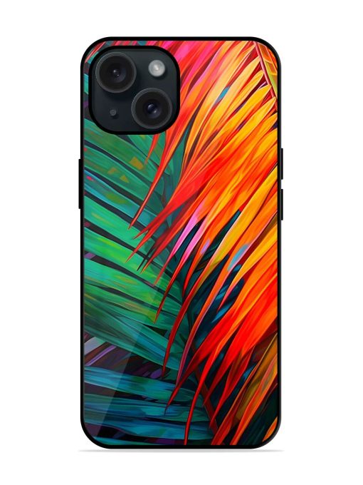 Painted Tropical Leaves Glossy Metal TPU Case Edge Zapvi