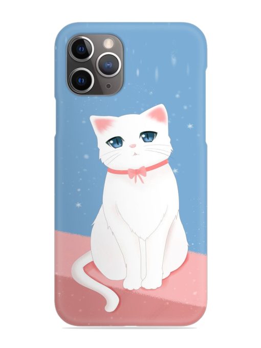 Cute White Cat Snap Case for Apple Iphone 11 Pro Edge Zapvi