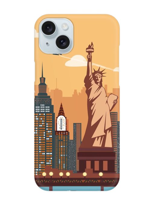 New York Statue Of Liberty Architectural Scenery Snap Case for Apple Iphone 15 Plus Edge Zapvi