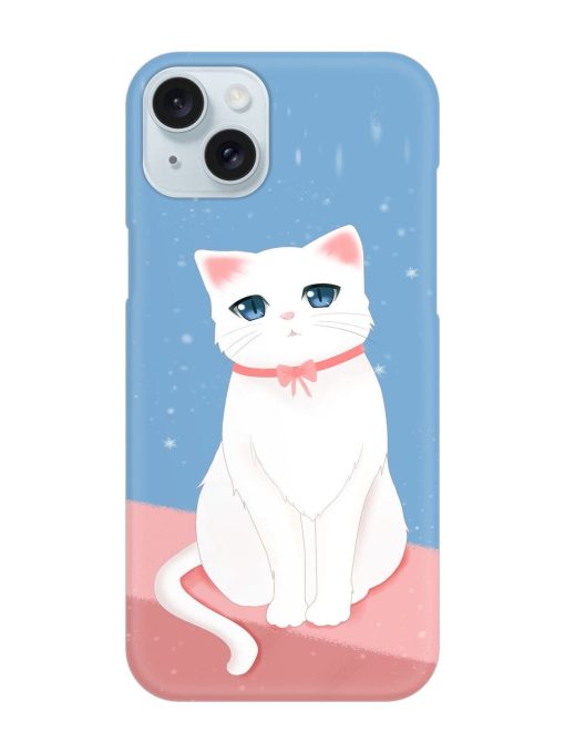 Cute White Cat Snap Case for Apple Iphone 15 Plus Edge Zapvi