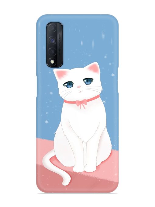 Cute White Cat Snap Case for Realme Narzo 30 (4G) Edge Zapvi