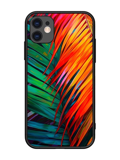 Painted Tropical Leaves Glossy Metal Phone Cover for Apple Iphone 11 Edge Zapvi