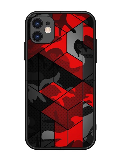 Royal Red Camouflage Pattern Glossy Metal Phone Cover for Apple Iphone 11 Edge Zapvi