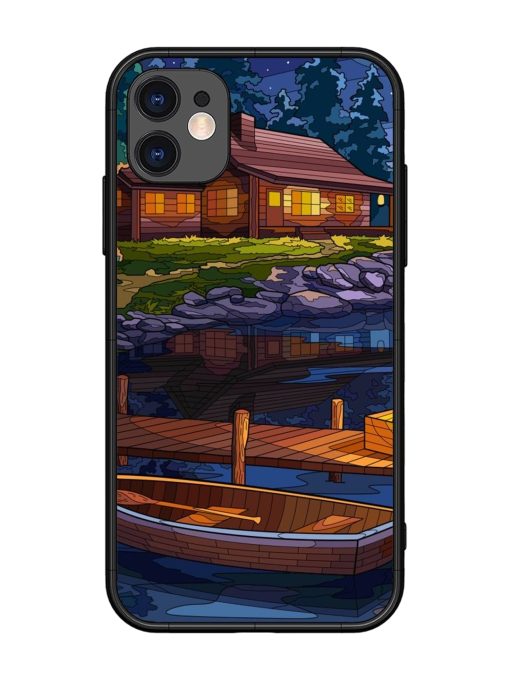 Village Night Scene Glossy Metal Phone Cover for Apple Iphone 11 Edge Zapvi