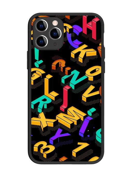 Seamless Pattern With Letters Glossy Metal Phone Cover for Apple Iphone 11 Pro Edge Zapvi