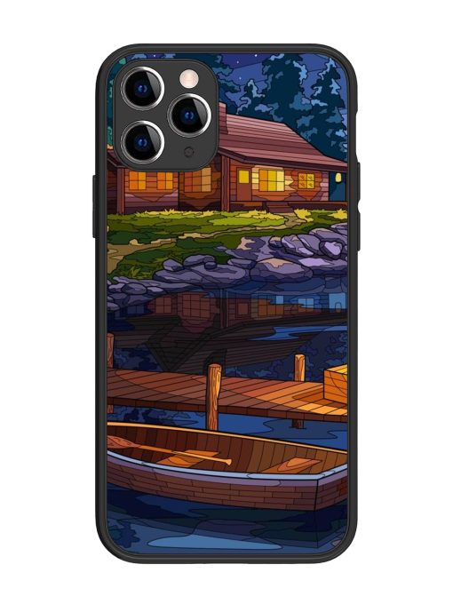 Village Night Scene Glossy Metal Phone Cover for Apple Iphone 11 Pro Edge Zapvi