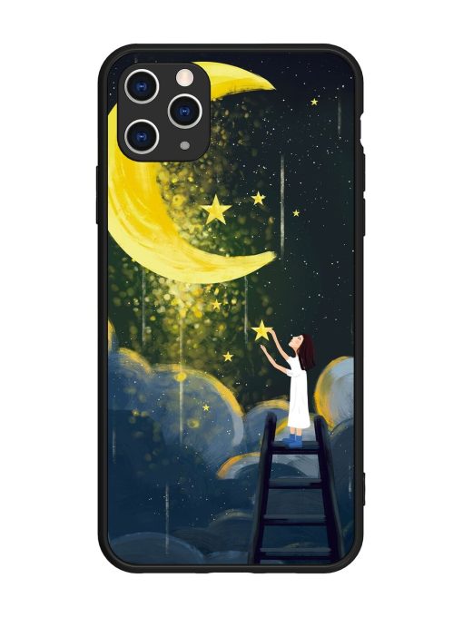 Moonlight Healing Night Illustration Glossy Metal TPU Phone Cover for Apple Iphone 11 Pro Max Edge Zapvi