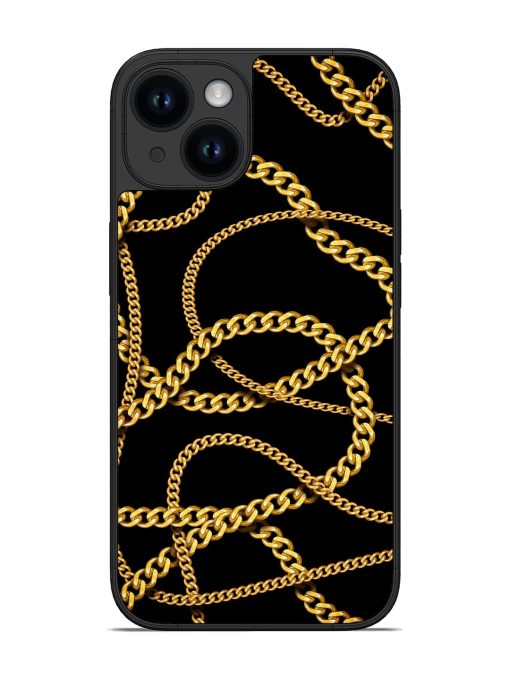 Decorative Golde Chain Glossy Metal Phone Cover for Apple Iphone 14 Edge Zapvi