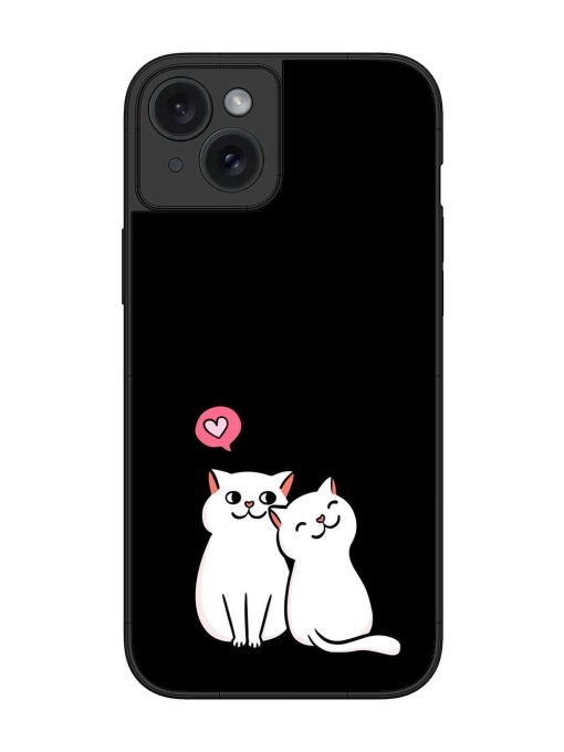 Cat Love Glossy Metal Phone Cover for Apple Iphone 15 Plus Edge Zapvi