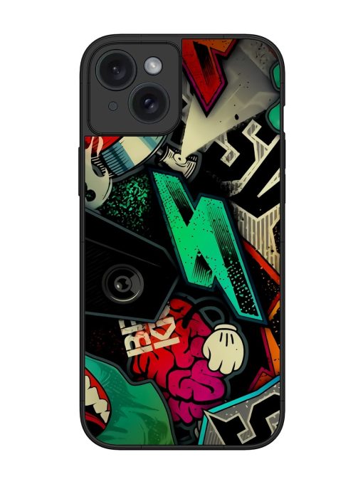 Graffiti Art Glossy Metal Phone Cover for Apple Iphone 15 Plus Edge Zapvi