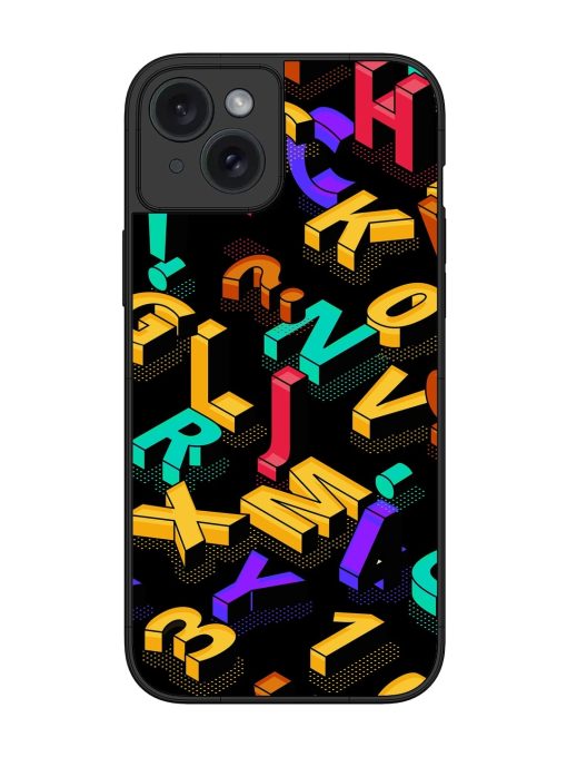 Seamless Pattern With Letters Glossy Metal Phone Cover for Apple Iphone 15 Plus Edge Zapvi